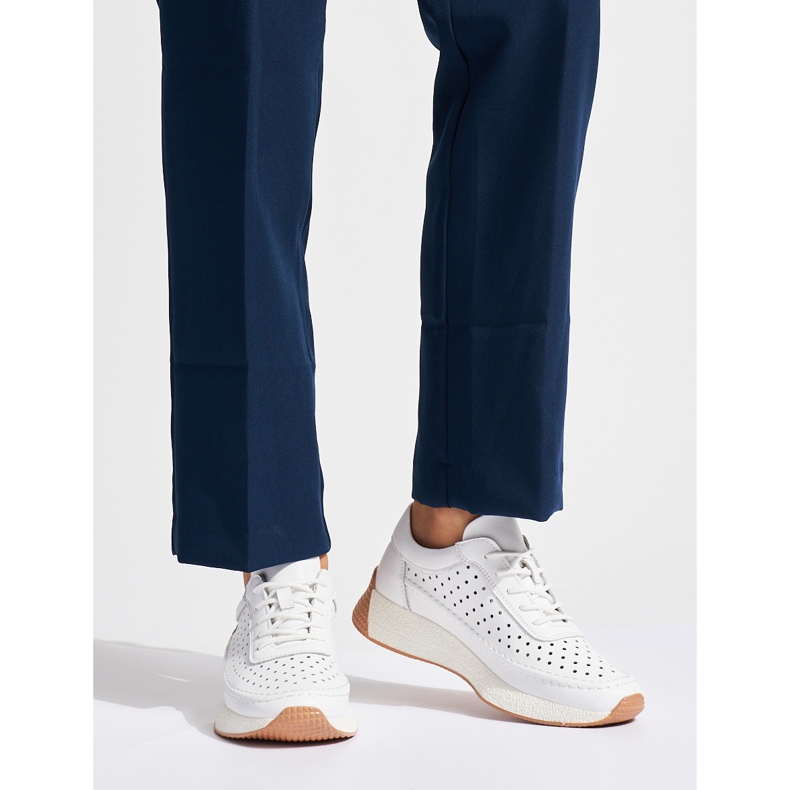 Leather openwork sports shoes white Sergio Leone 1