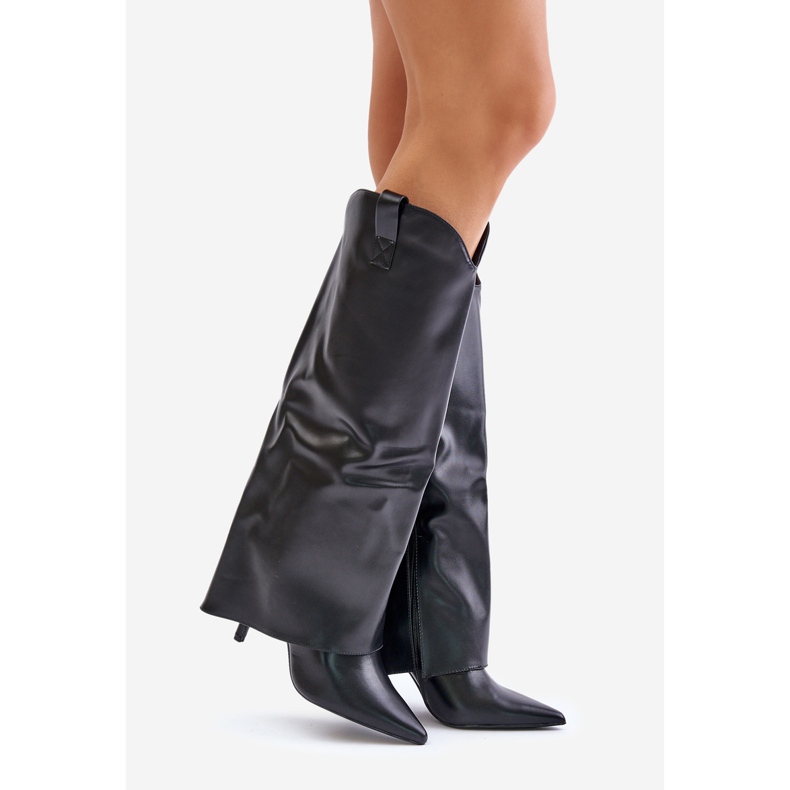 Black Bellinna High Heel Boots with Turned Up Upper 1