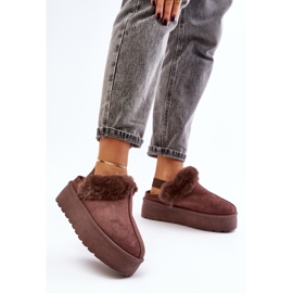 Women's Platform Slippers With Fur, Brown Linaris 1