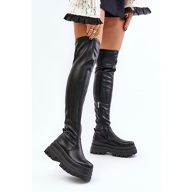 Over-the-knee boots on a massive platform, black by Zinera 2