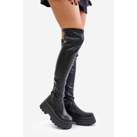 Over-the-knee boots on a massive platform, black by Zinera 1