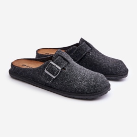 Comfortable Men's Slippers With Buckle Inblu SI000019 Graphite grey 1