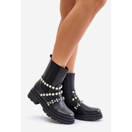 Women's Chelsea boots with decorative straps, Black Sintitia 1