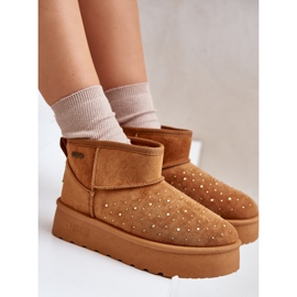 Snow boots with decoration on the Big Star OO274A104 Camel platform brown 2