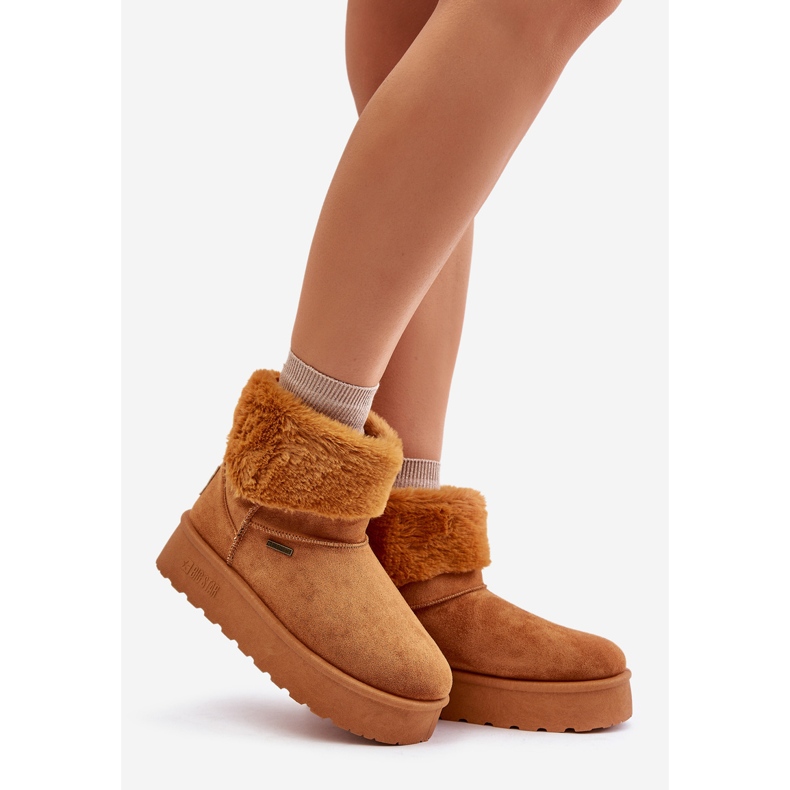 Platform snow boots with fur Big Star OO274A106 Camel beige 1