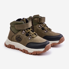 News Insulated children's winter hiking boots with zipper, dark green Temisha 1