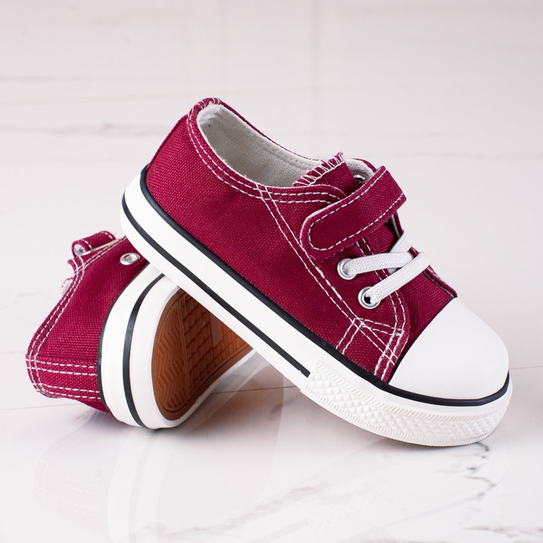 Children's sneakers Vico burgundy material red 2