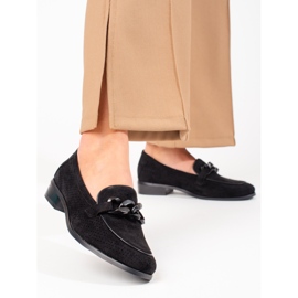 W. Potocki Women's openwork suede moccasins Potocki black 1