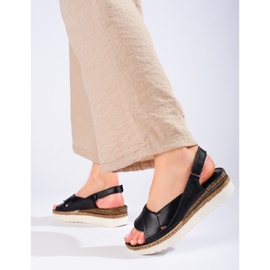 W. Potocki Women's low wedge sandals Potocki black 1