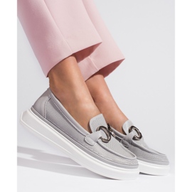 Goodin Gray openwork women's moccasins grey 1