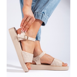 Women's beige sandals on the platform 1