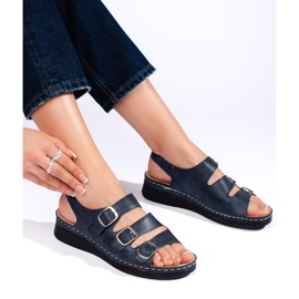 Women's navy blue sandals with buckles 1 Women's navy blue sandals with buckles 1
