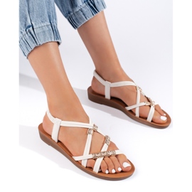 White slip-on sandals with interwoven straps 1