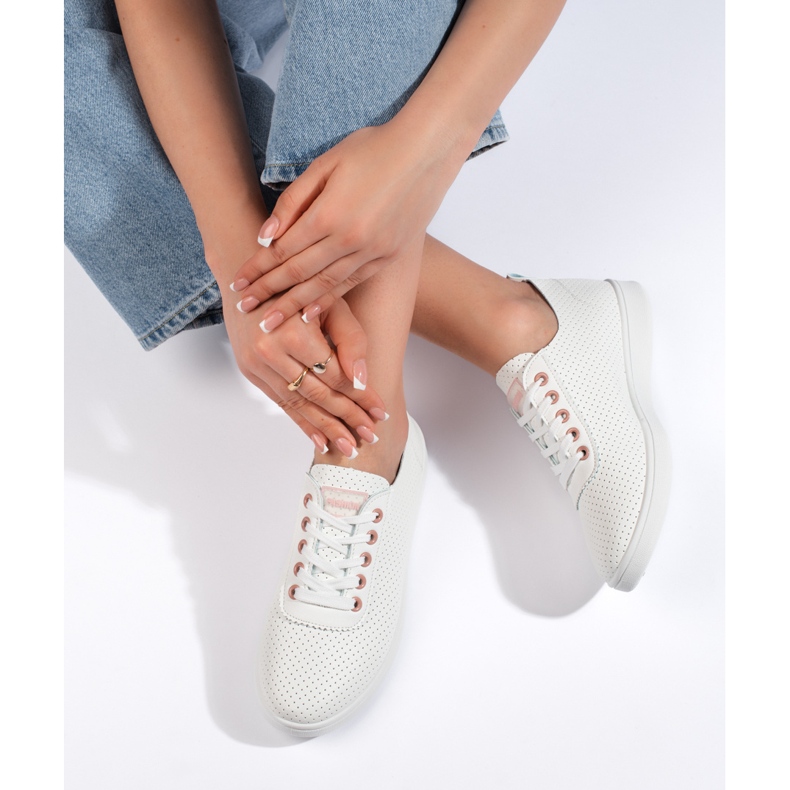 Women's classic openwork white sneakers 1