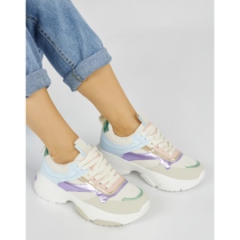 Multicolored women's sports shoes with a thick sole beige 1 Multicolored women's sports shoes with a thick sole beige 1