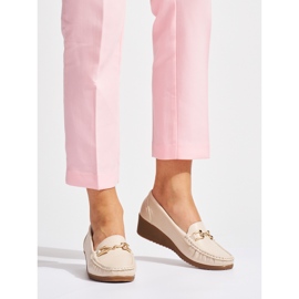 Beige women's moccasins with buckle 1 Beige women's moccasins with buckle 1