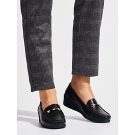Black openwork loafers with a low wedge 1