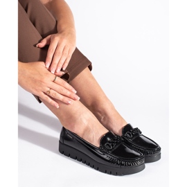 Goodin Patent leather women's shoes with a thick sole black 2