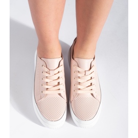 Sergio Leone pink openwork leather sneakers 4