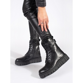 Seastar Black lace-up ankle boots on the platform 1