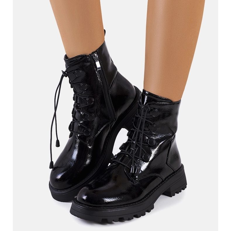 Black patent leather Cesterfield boots 1