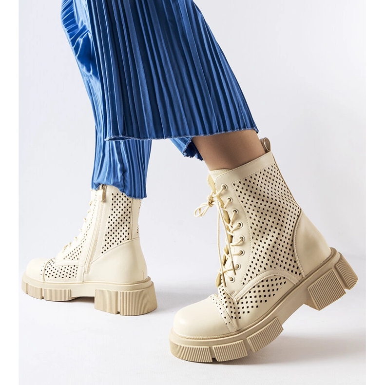 Corpus beige openwork boots 1