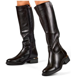 Black women's boots made of eco-leather for winter 2