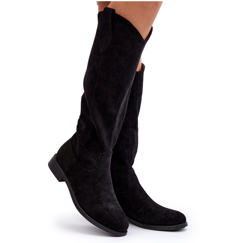 Women's Openwork Boots Black S.Barski HY66-132 5