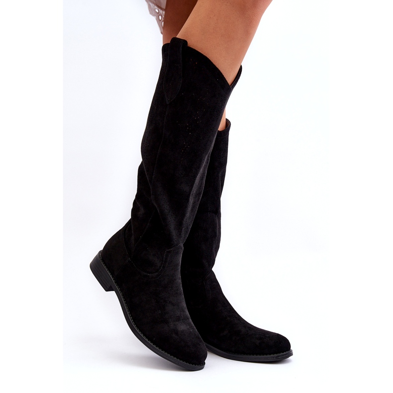 Women's Openwork Boots Black S.Barski HY66-132 2