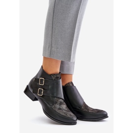 Leather Low Heel Ankle Boots With Buckles Maciejka 06696-01 Black 1 Leather Low Heel Ankle Boots With Buckles Maciejka 06696-01 Black 1