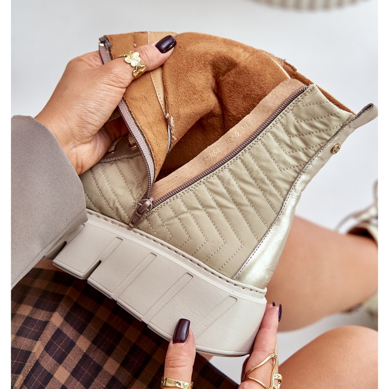 Leather Ankle Boots on the Platform Maciejka 06751-25 Gold golden 2