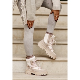 Beige Merilana Sheepskin Boots With Fur 2