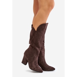 Over-the-knee boots made of eco-suede, brown Clorira 1 Over-the-knee boots made of eco-suede, brown Clorira 1