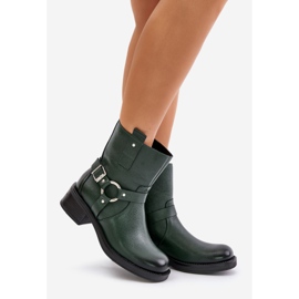 Zazoo 60480 Insulated Leather Low-Heel Boots, Dark Green 1