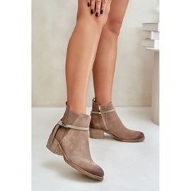 Zazoo 60478 Suede High Heel Boots, Insulated, Fastened with a Zipper, Beige 2