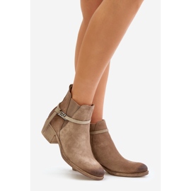 Zazoo 60478 Suede High Heel Boots, Insulated, Fastened with a Zipper, Beige 1