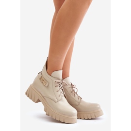 Zazoo 60483 Women's Leather Low-Top Boots, Warm Beige 1