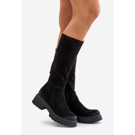 Zazoo 70145 Suede Over-the-Knee Boots, Insulated, Black 1