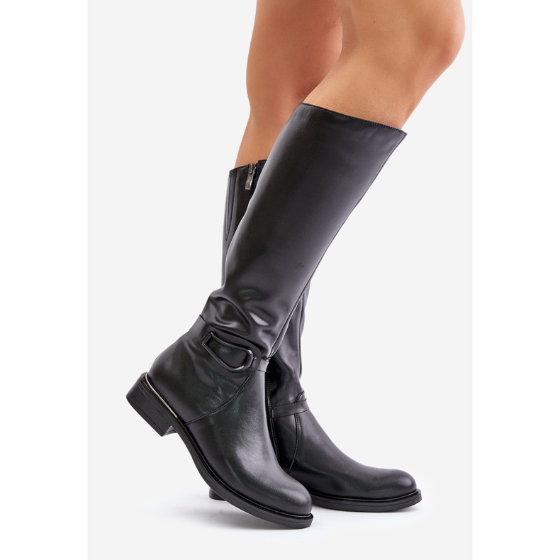 Zazoo 70140 Women's Leather Over-the-Knee Warmed Boots, Black 1