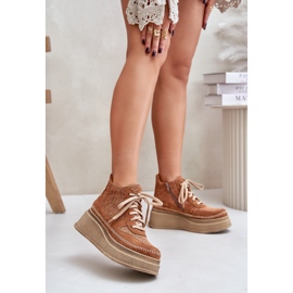 Leather Boots On Platform And Wedge Maciejka 06759-29 Brown 2