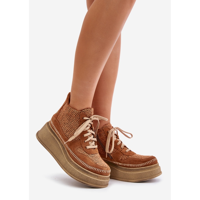 Leather Boots On Platform And Wedge Maciejka 06759-29 Brown 1