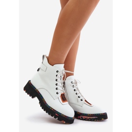 Women's Leather Trapper Boots With Zipper Artiker 55C0515 White 1