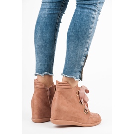 Kylie Ribbon tied ankle boots pink 1