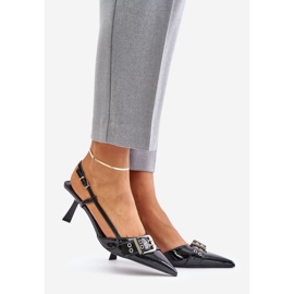 Black Zeisia patent stilettos with a buckle 1