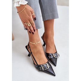 Black Zeisia patent stilettos with a buckle 2