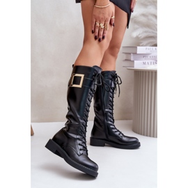 Linnealisa Black Insulated Boots With Decorative Buckle 1