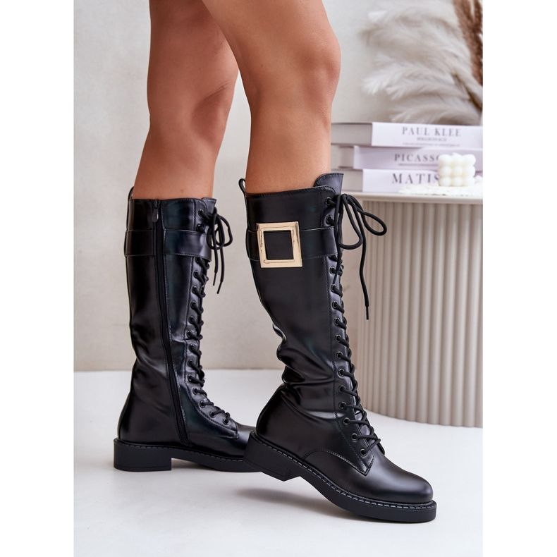 Linnealisa Black Insulated Boots With Decorative Buckle 2