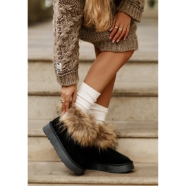 Leather snow boots on a platform with fur, Black Avirisa 2