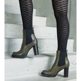 Green slip-on ankle boots made of Motena eco-leather 1