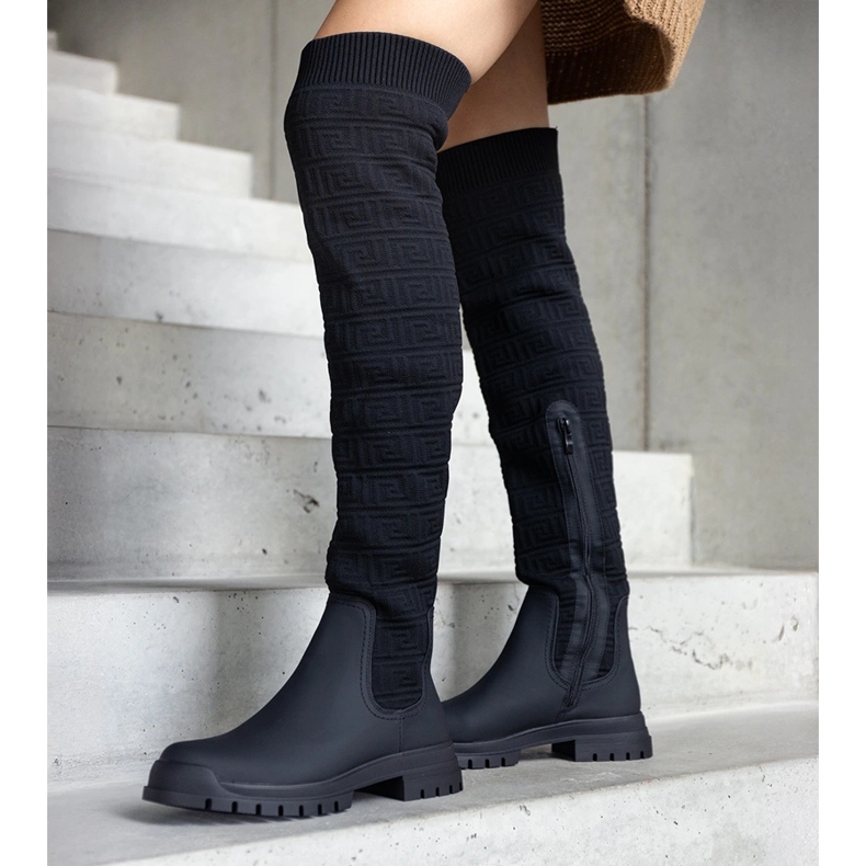 Black fabric boots with a matte finish Scarlett 1 Black fabric boots with a matte finish Scarlett 1